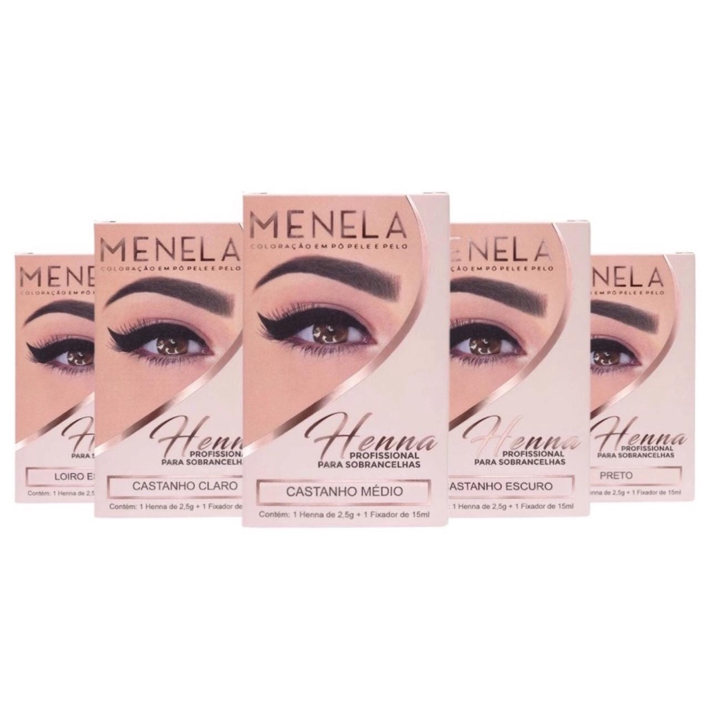 Henna Sobrancelha Menela 2,5g Com Fixador  - Escolha sua Cor