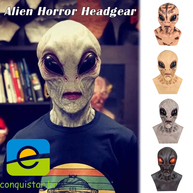 Cabeça De Látex De Alienígenas Para Fantasia De Halloween