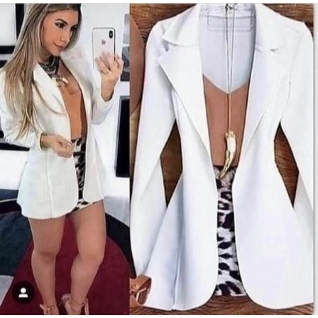 Max Blazer Neoprene Casaco Longa Feminina