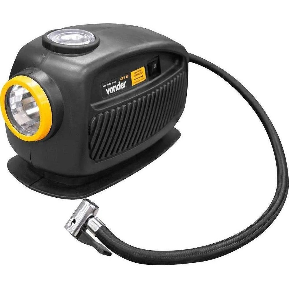 Compressor Ar Automotivo Portatil Cav12 90W Alimentação 12v com Manômetro e Lanterna de LED Vonder