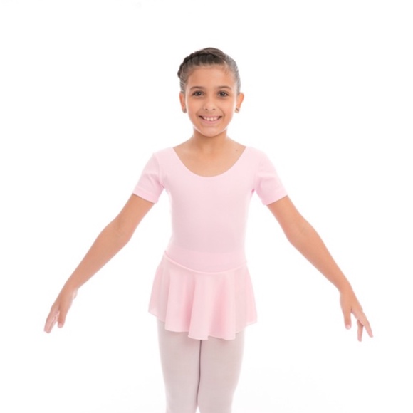 Collant Colan Body Ballet Balé Uniforme - 1/2 Manga Com Saia