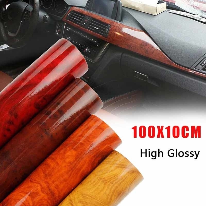 10x100 Cm Grão De Madeira Filme Adesivos Auto Styling Corpo Decoração DIY Adesivo De Vinil À Prova D'água Decalque Para Acessórios Interiores Do Carro