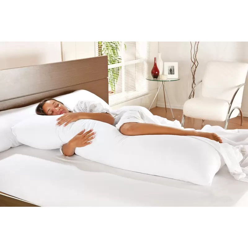 Travesseiro de Corpo Para Gestante Xuxão + Fronha 1,55x0,45 Branco