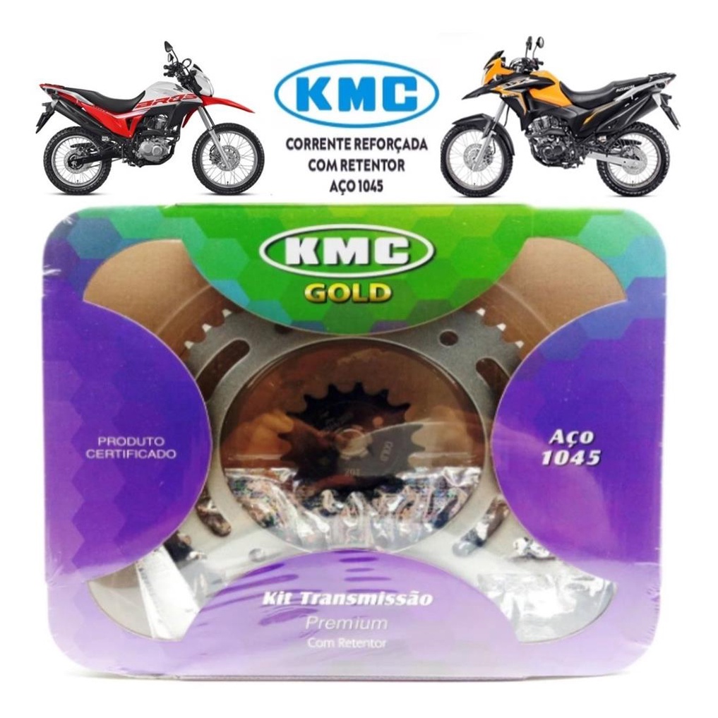 Kit Relacao Tracao Transmissao Nxr Bros 160 Xre 190 2015 2016 2017 2018 2019 2020 2021 2022 2023 Com Retentor Original Kmc