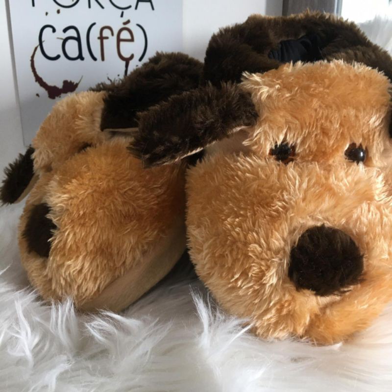 Pantufa Cachorro Marrom  super quentinha e confortável
