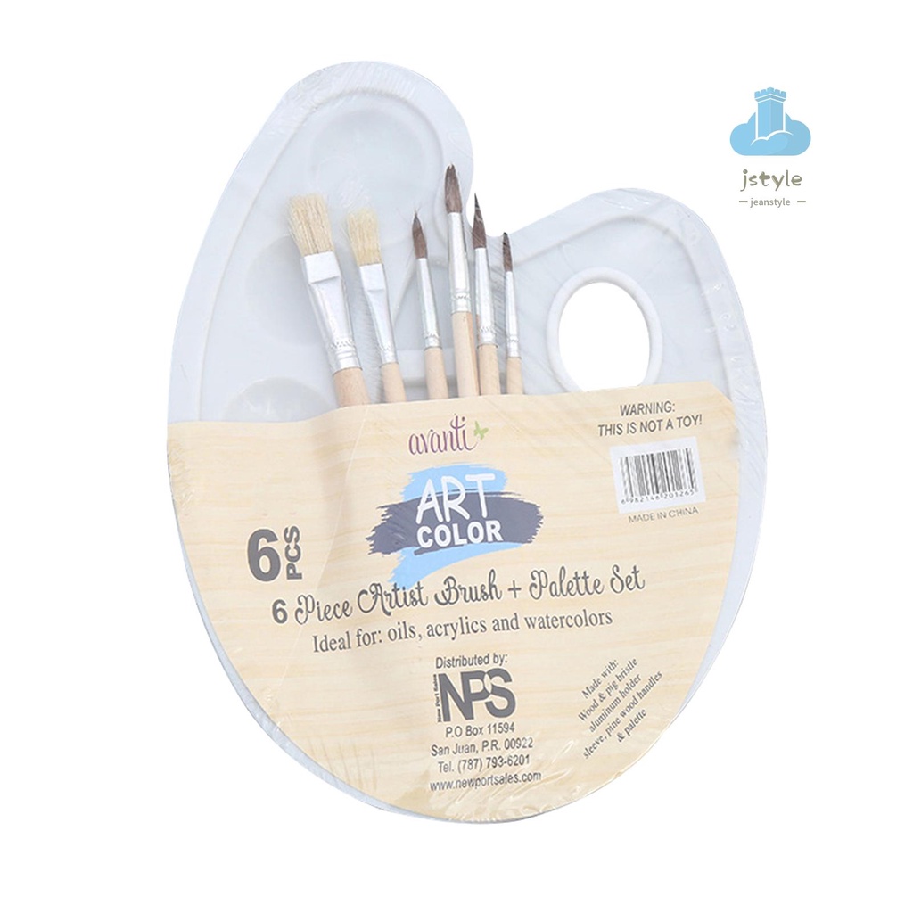 6 Pcs Pintar Escovas E 1 Pc Paleta Bandeja Set Para Crianças Adultos Aquarela Óleo Acrílico Arte Guache Pintura Suprimentos
