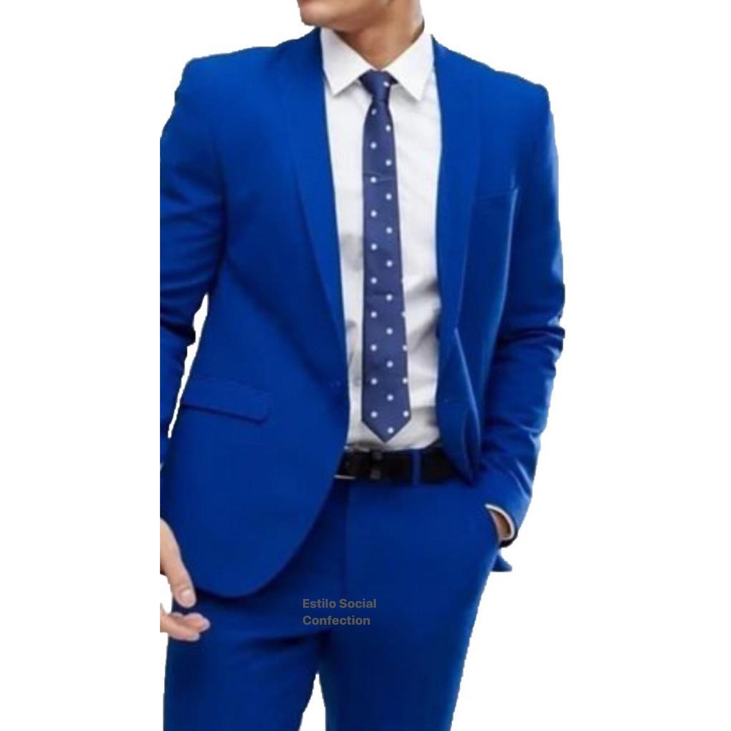 Terno Masculino Slim Azul Royal (Paletó + Calça)