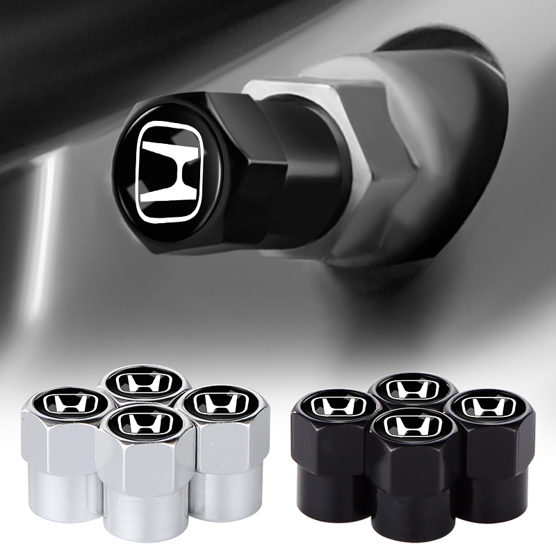4pcs Pneus De Liga Metálica De Alta Qualidade Tampa De Ar Preta/Prate Hexágono Vavle Core Capa Para Honda TYPER Civic XR-V HR