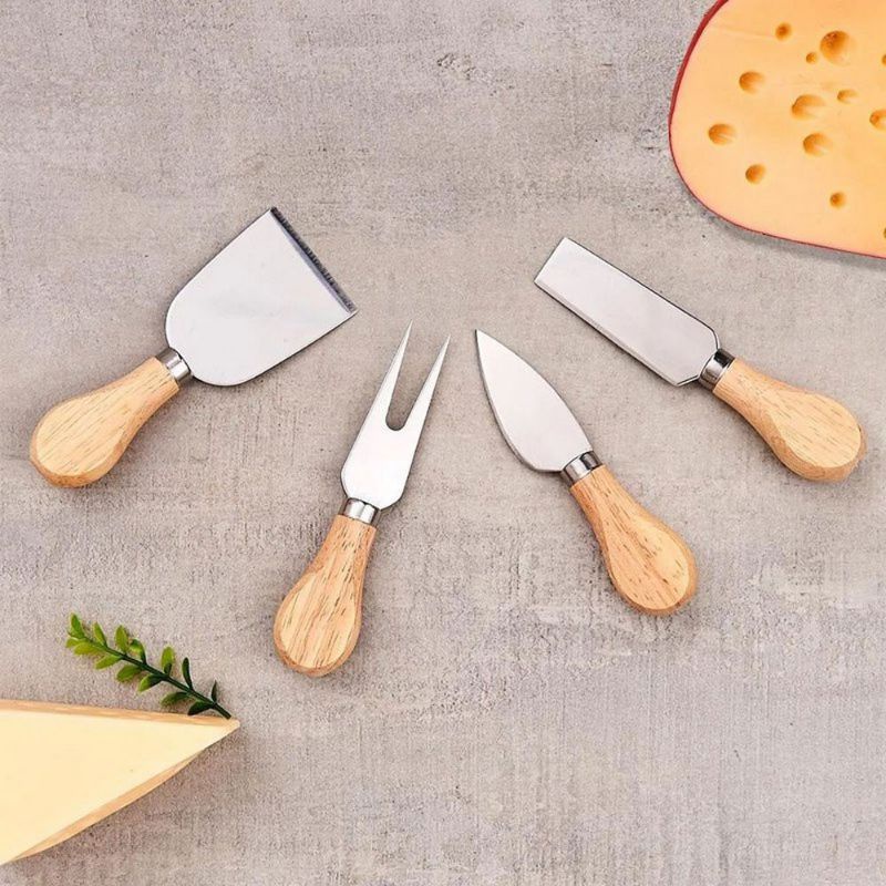 Kit Jogo 4 Corta Queijo Provolone Parmesão Faca Garfo