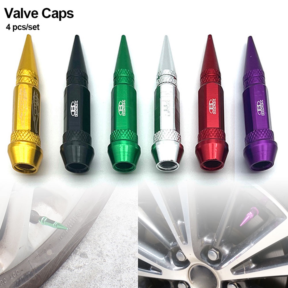 4 Pcs 60mm De Alumínio Universal Car Styling Tampa Da Haste Da Válvula Do Pneu De Carro Deslumbrante Spike-Shaped Metal Dust Covers Tampa Para Bicicleta Da Motocicleta