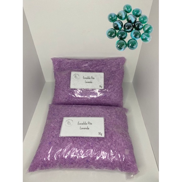 Escalda Pés 1Kg Lavanda + 08 Bolinhas de Massagem