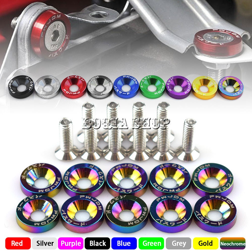Fender 10pcs M6 JDM Carro Modificado Fixadores Sextavados Modificados Arruela De Pára-Choques Motor Parafusos Côncavos Estilo De