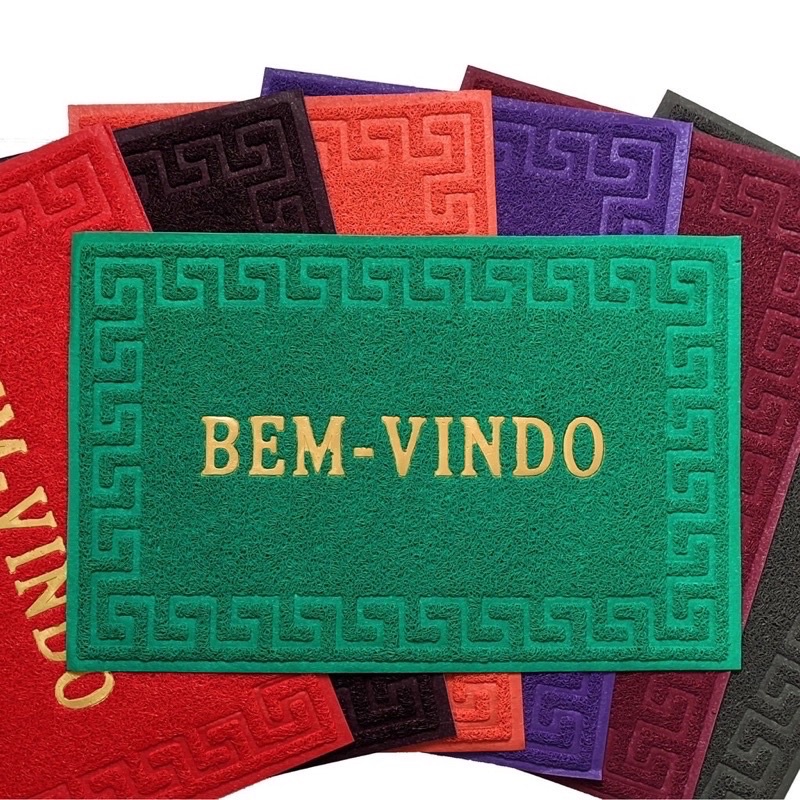 (Rfe:08) Tapete BEM VINDO  de vinil tamanho 38x58cm bem grossinho capacho antederrapante para entrada da sua casa
