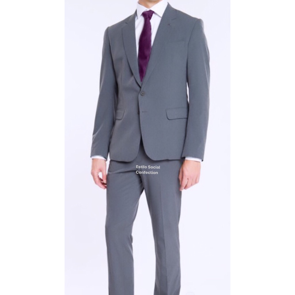 Terno Cinza Chumbo Slim Promoção Paletó + Calça + Cabide