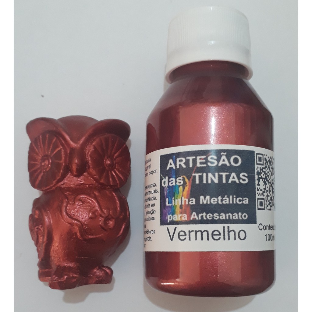 Tinta Perola Vermelho Metálica para Artesanato - 100ml