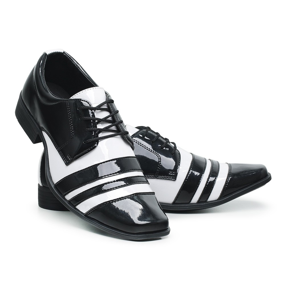 Sapato Social Masculino Italiano 840 Cores Conforto Casual Verniz Brilho Moderno Casamento