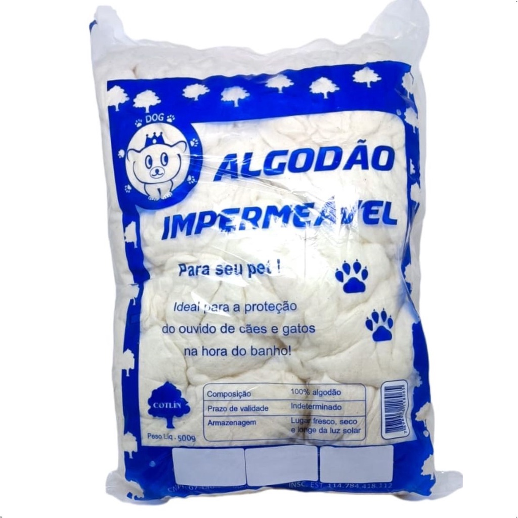 Algodão Impermeável Hidrófobo Ouvidos De Cães E Gatos 500g