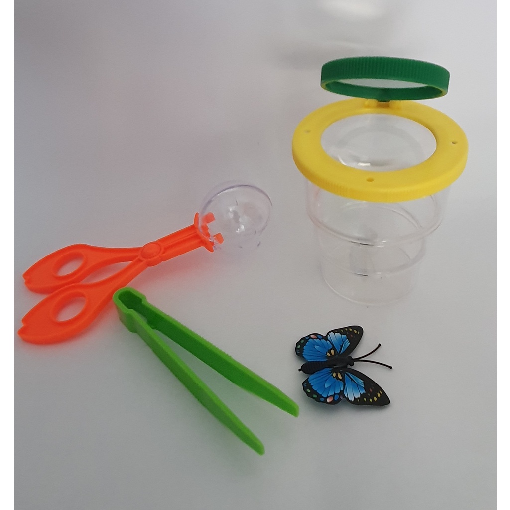 🔍 Kit Pequeno Explorador – Pote com Lupas, Pinça e Tesoura Bola | Observação, Coordenação e Curiosidade Científica