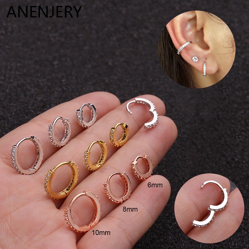 Brincos de zircão brilhante de aço inoxidável 316L piercing joias modernas anéis de nariz 3 pares
