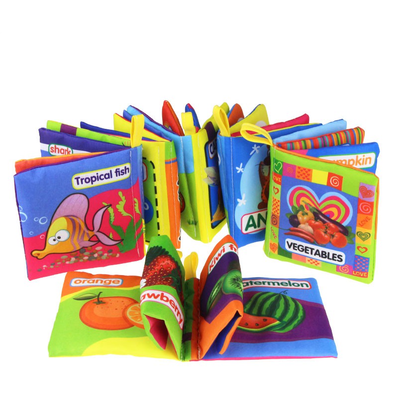  Livro de Pano Macio para Bebê com Chocalho, Brinquedo Educativo para Carrinho de Recém-Nascido, Presente de Natal
