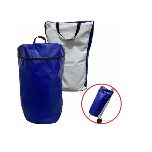 Bolsa Lona Impermeável Tamanhos P M ou G Sacoleira Feira P/ Carrinho