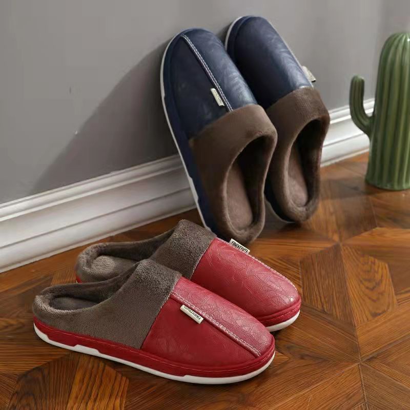 Pantufa Couro sintético Impermeável De Inverno Quente Antiderrapante confortável para Adulto