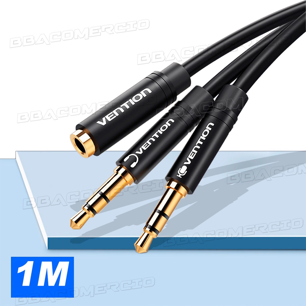 Cabo Adaptador P3 Femea Headset Para 2 P2 1m Audio Microfone