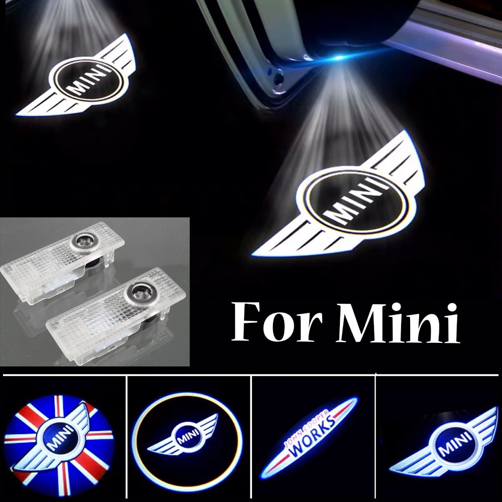 Para Mini Cooper One S Jcw R55 R56 R58 R59 R60 F56 F60 2 Peças Carro Bem-Vindo Porta Luz Sem Fio Fantasma Sombra Lâmpada