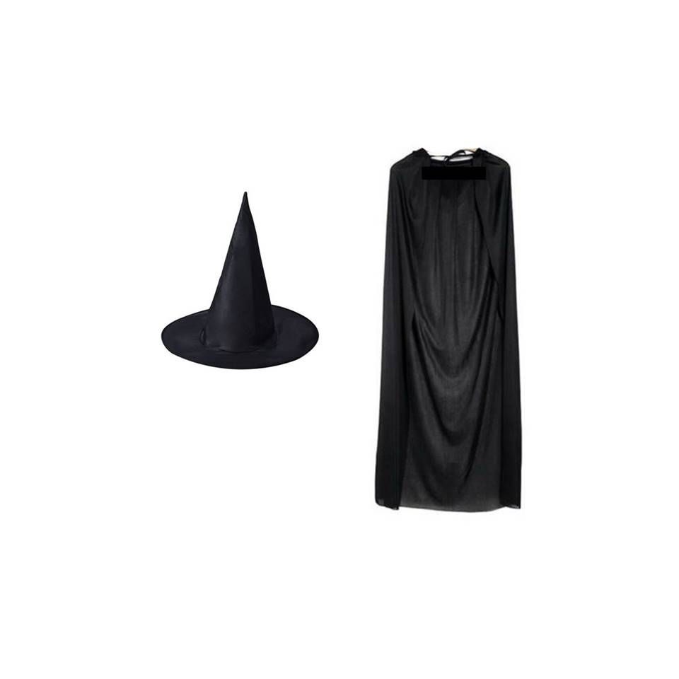 Fantasia Bruxo Chapeu e Capa Adulto Halloween Festas