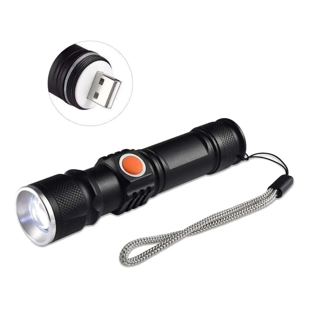 Mini Lanterna Profissional Tática Led 128000W Recarregavel Usb Prática T6