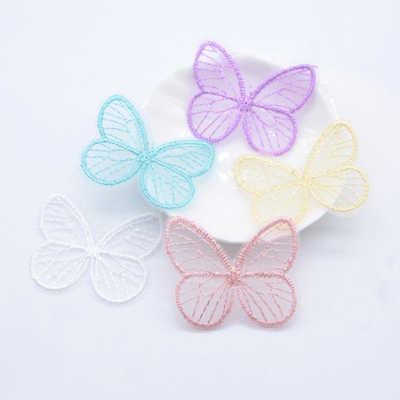 20Pcs 4.6 * 3.9cm Patches Borboleta de malha para DIY Headwear Clips de cabelo Decoração roupas chapéu acessórios
