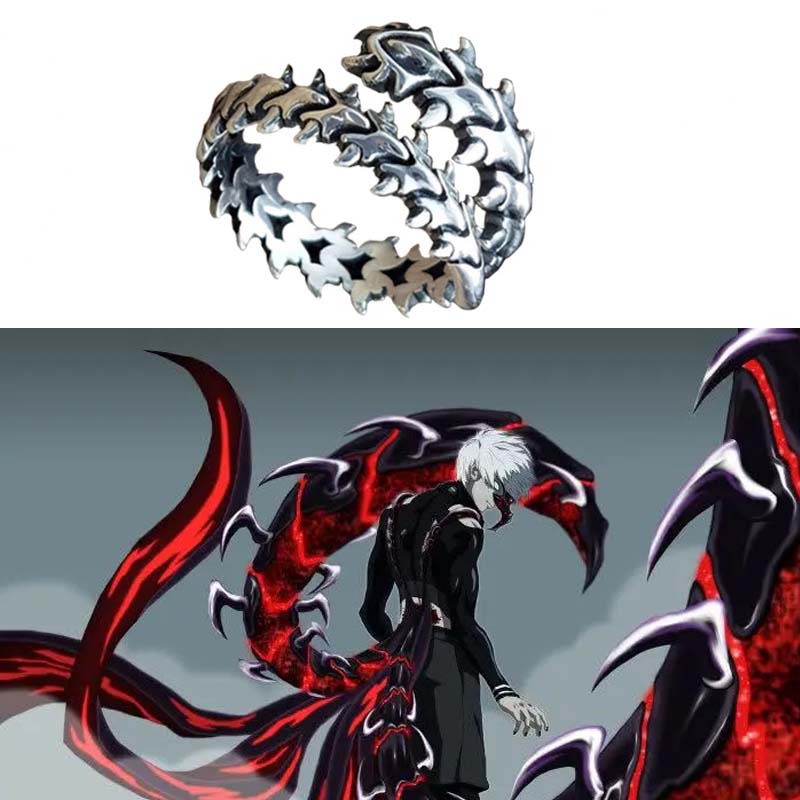 Anel Anime Tokyo Ghoul Kaniki Ken Cosplay Abertura Ajustável Unisex Punk Jóias Acessórios Presente Prop