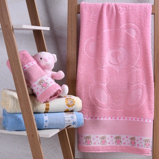 Toalhas De Banho Infantil Kids PONTO CRUZ 75 X 1,10Cm Barras Com Desenhos Bordados CL