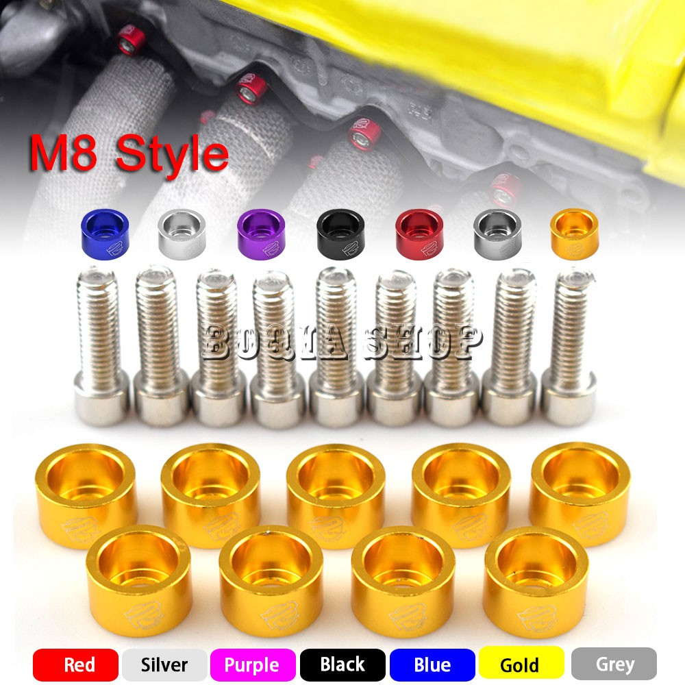 Fender Carro JDM M8 9 Pcs/Pack Arruelas E Parafusos De Alumínio Para Motor Honda Air Inlet Manifold