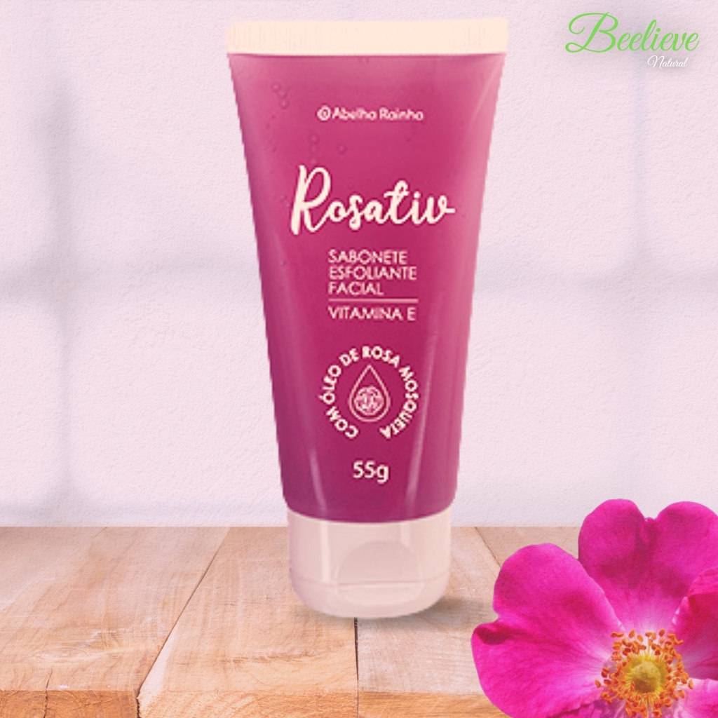 Sabonete Esfoliante Facial com Óleo de Rosa Mosqueta Rosativ 55g Abelha Rainha