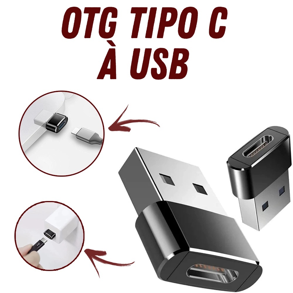 KIT com 2 Adaptadores USB Tipo C para USB Várias Cores Envio Imediato