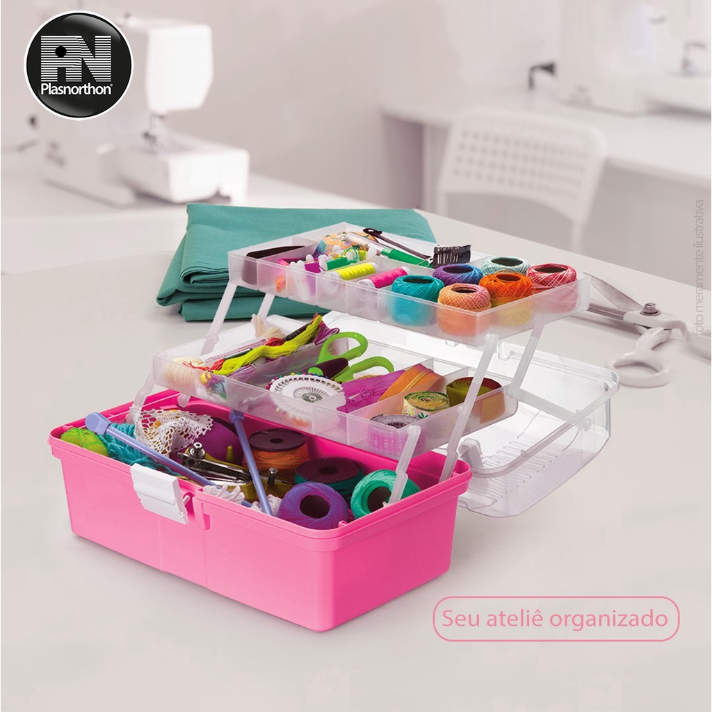 Maleta Organizadora Plástica Multiuso Com Divisórias + Mini Baby Box - Mega Box Plasnorthon