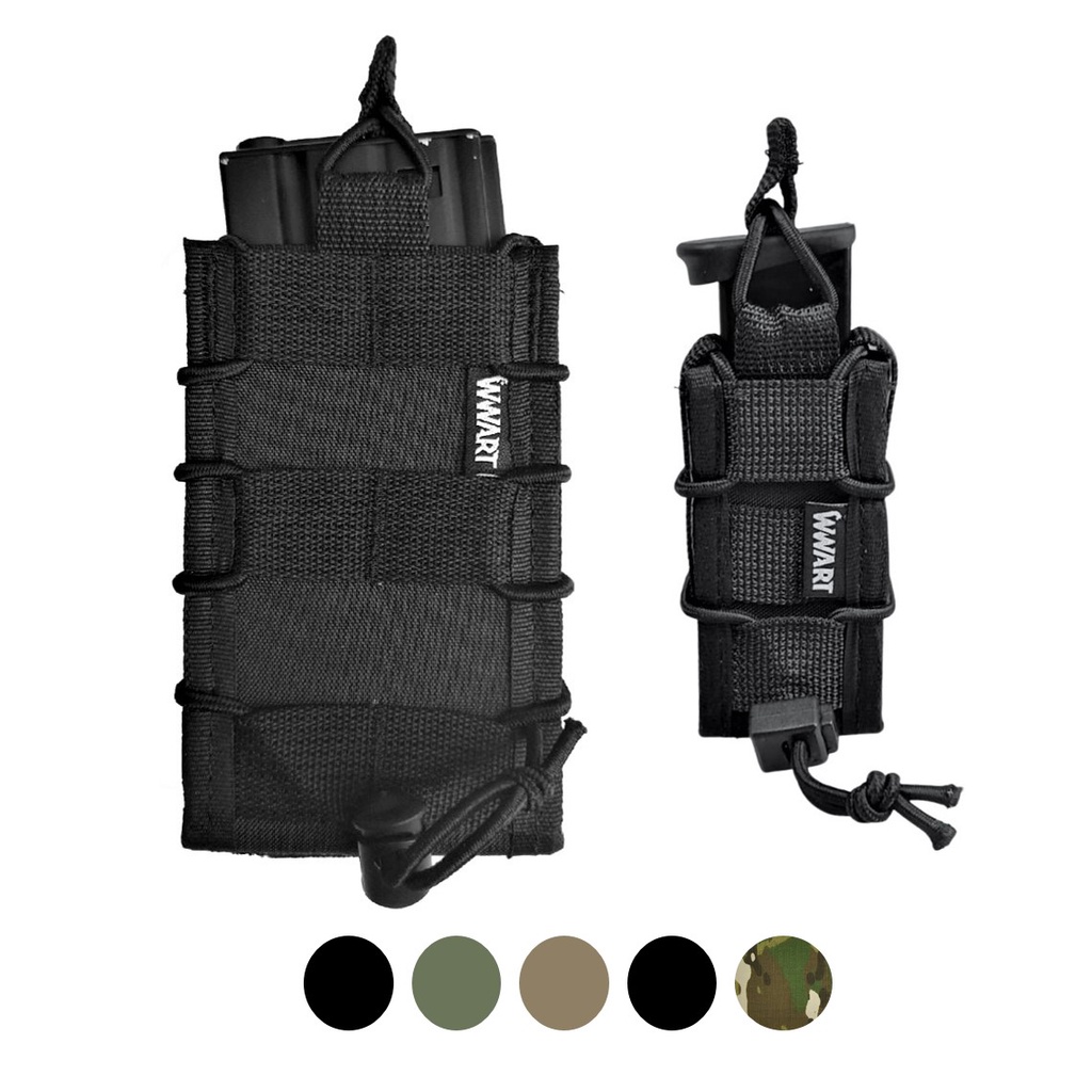 Kit Porta Magazine Carregador  + Pistola/Lanterna Modular Preto Verde Tan Multicam