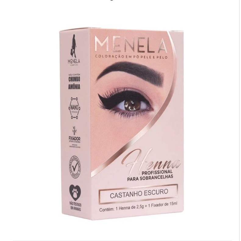 Henna Sobrancelha Menela 2,5 G Com Fixador, Cor CASTANHO ESCURO