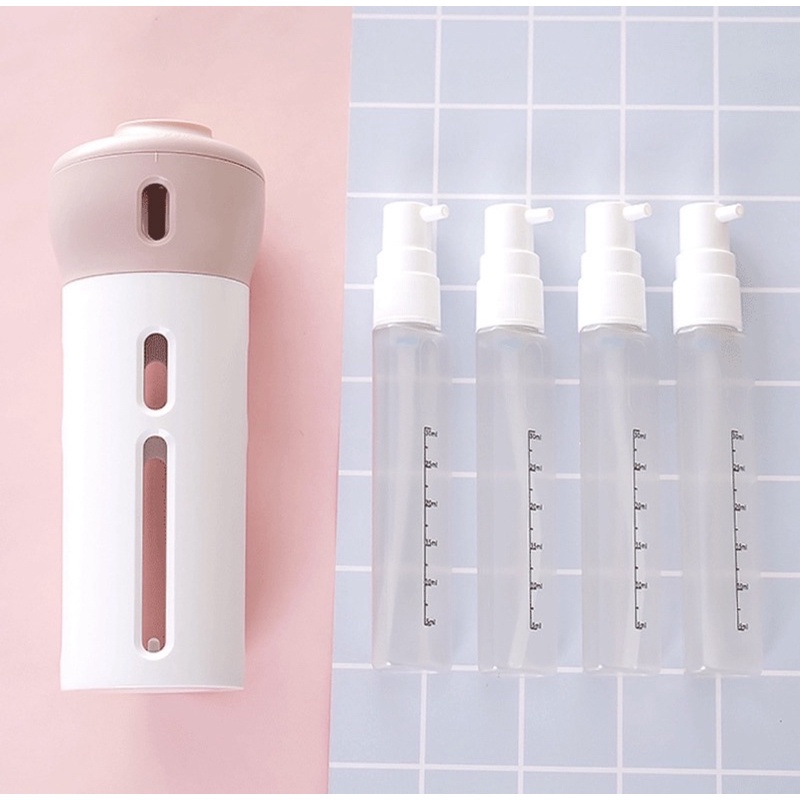 kit 4 Dispenser Portátil De Viagem Para Shampoo Condicmionador Creme Sabonete Líquido Óleo Corporal