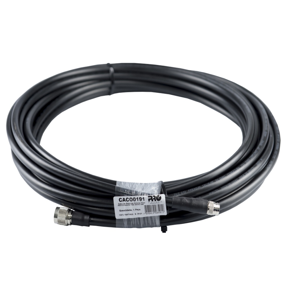 Cabo de Descida Celular Fixo RG213 15m N Macho / TNC Macho Proeletronic