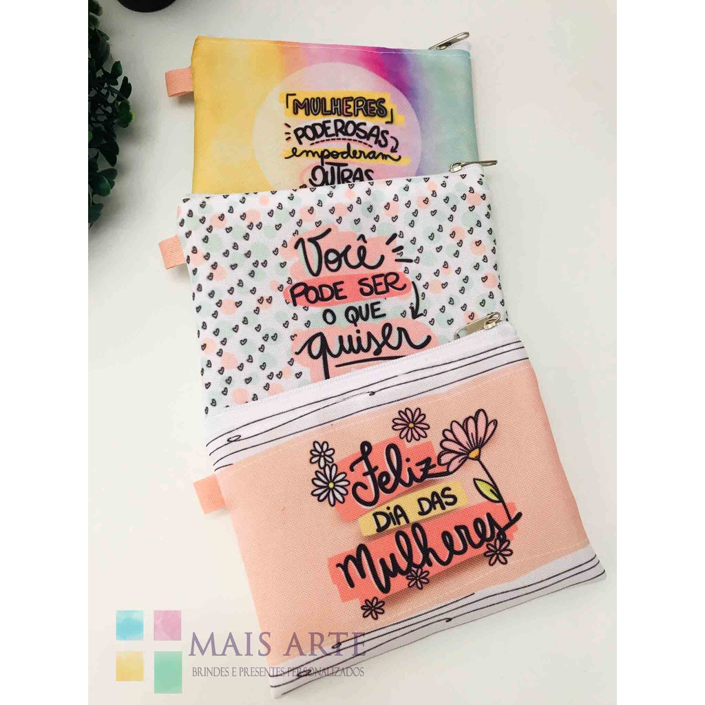 Kit com 3 mini necessaires ou porta moedas dia das Mulheres