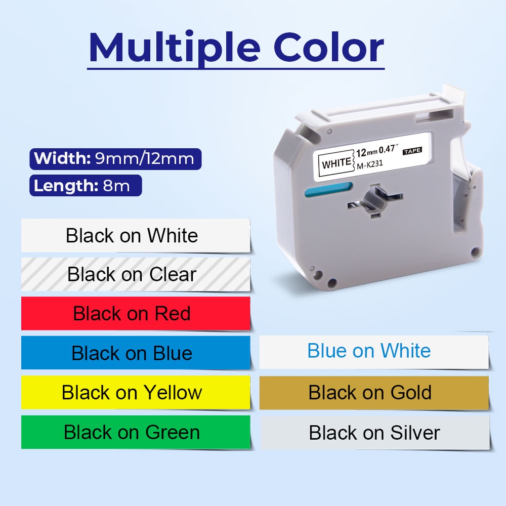 Fitas mk231 m-k231 Pt-m95wt Compatível Etiquetador Brother Pt-70 Pt-80 Pt-90