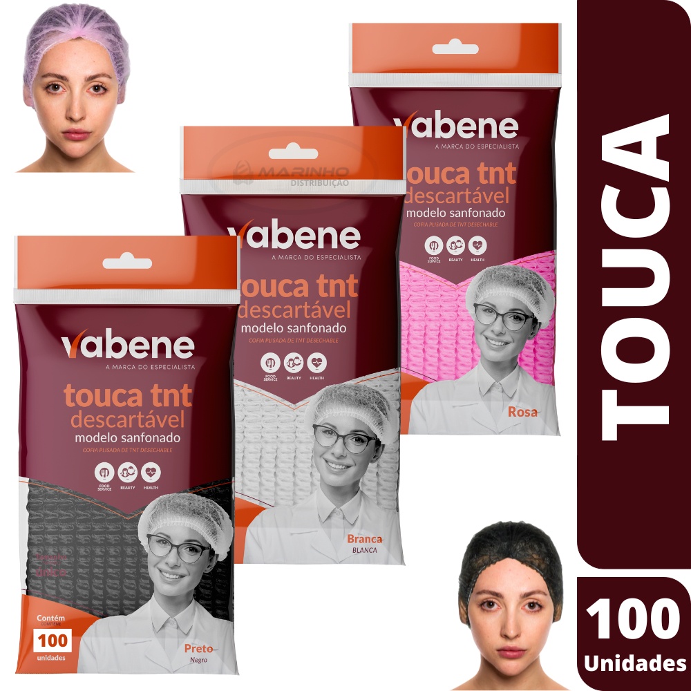 Touca Descartável Cores com Anvisa (100 unidades)