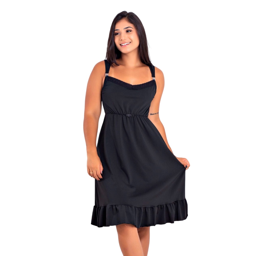 Camisola Amamentação Microfibra Renda Pós Parto Mamãe Bebê | 184