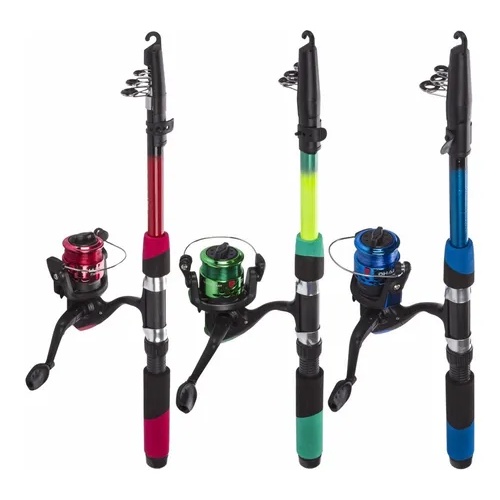 Kit De Pesca Triplo Vara + Molinete C/ Linha Barato Promoçâo
