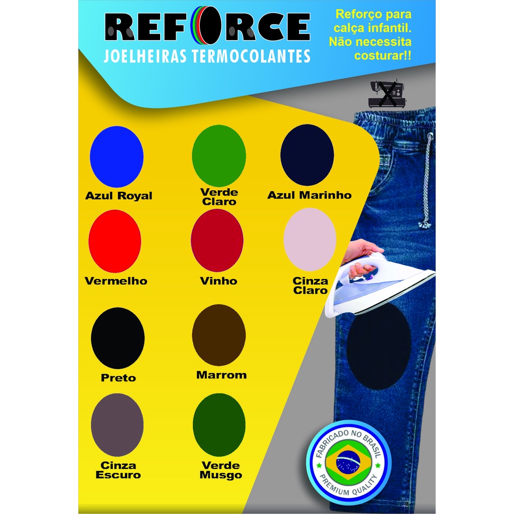 4 Pares Joelheiras Termocolante Reforço Reparo Calça Escola Infantil - Joelheira Reforce (Original)