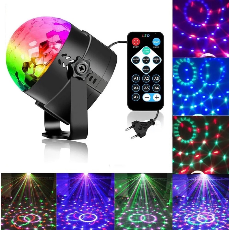 Luminaria Globo Mini Rotativo Rgb Led Party Light Luzes Giratórias