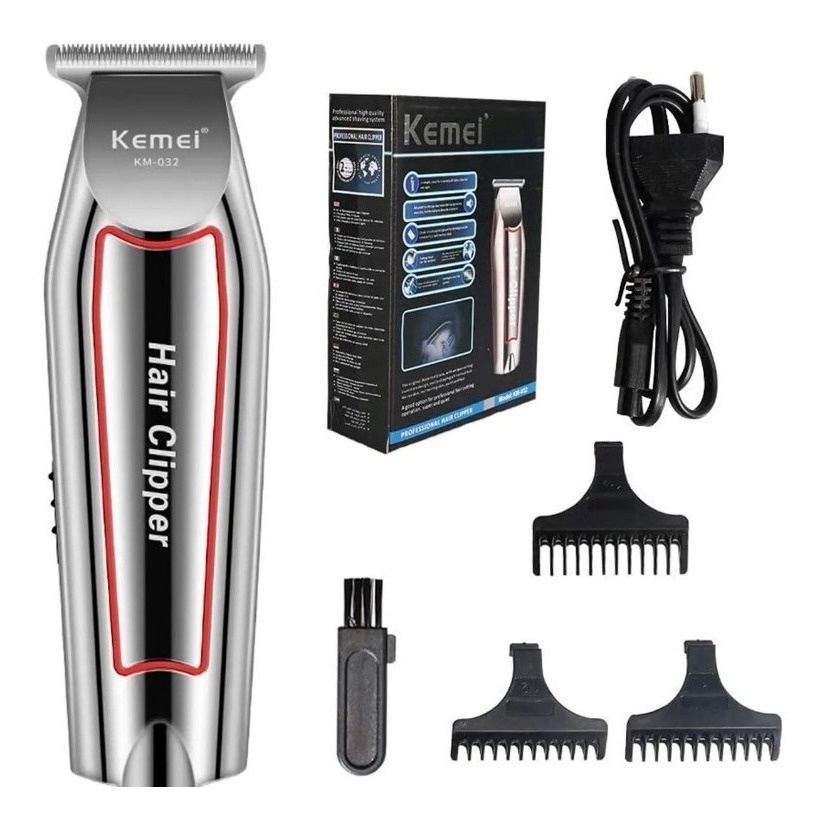 máquina de acabamento cortar cabelo barba barbeador profissional recarregável original kemei KM-032