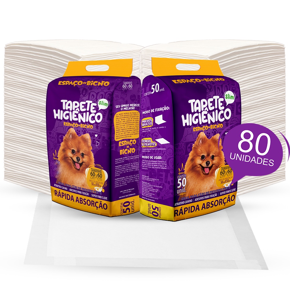 Tapete Higienico Espaço De Dicho P/ Cães E Gatos 60x60 Com 80 UN
